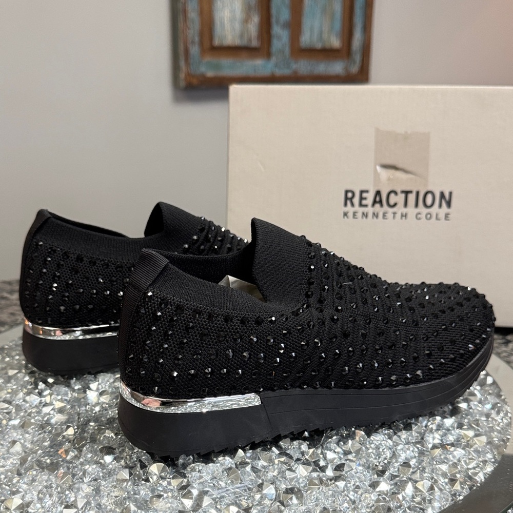 Kenneth Cole Reaction Cameron Jewel Black Slip-On jogger sneakers NEW 7.5 - Picture 6 of 15